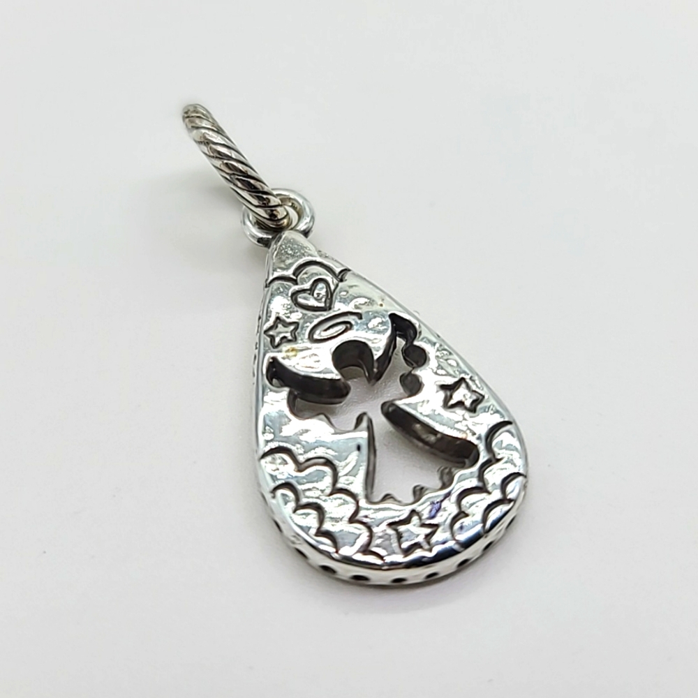 $18 Retired Brighton "ANGEL" Silver Teardrop Cut-Out Charm! - Picture 5 of 7